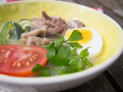 Colourful surprising poultry soup